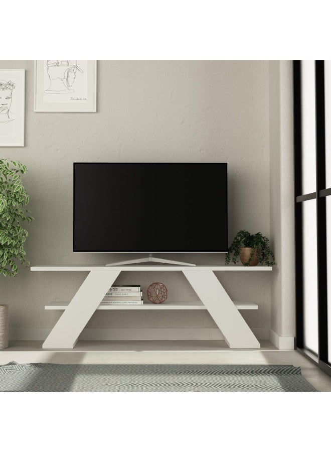 JV Home Farfala Stylish TV Stand | Entertainment Unit | Meuble TV for Living Room, Bedroom Suitable up to 55” TVs (White) - Image 4